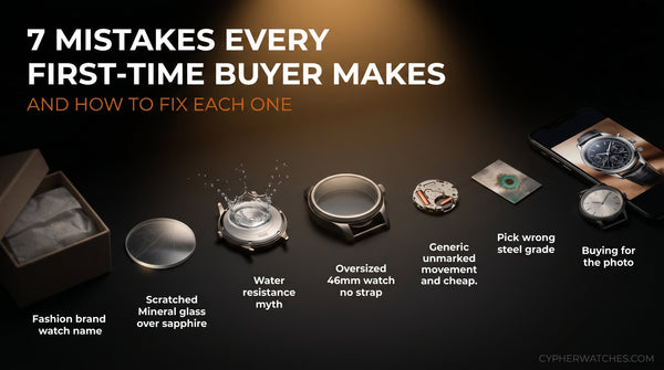 7 watch buying mistakes every first-time buyer makes in India and how to fix them — guide to sapphire crystal movement calibre steel grade and watch sizing