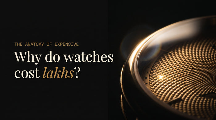 Macro of a guilloché watch dial and domed sapphire crystal showing luxury watch finishing detail