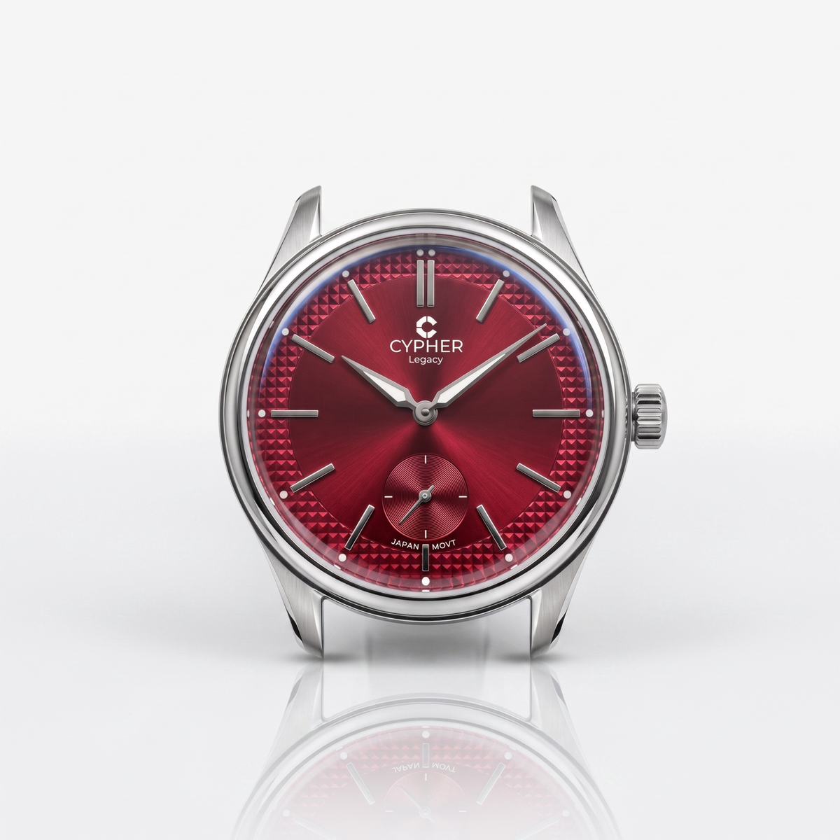 Cypher Legacy Bordeaux — Vintage Domed Dress Watch, Deep Red Dial — 5