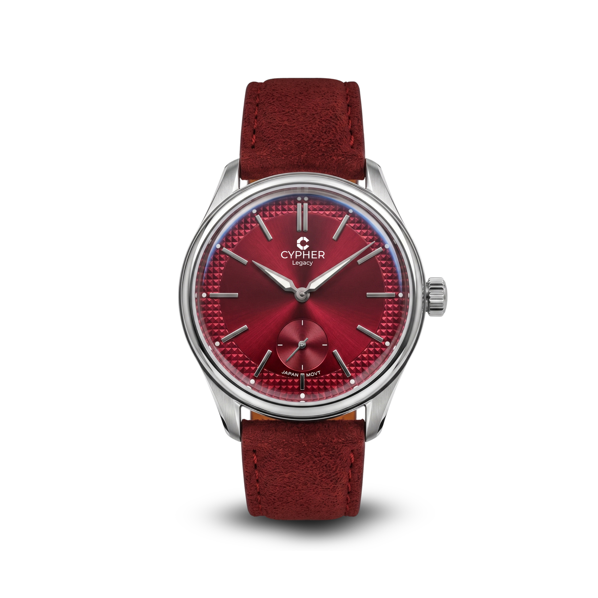 Cypher Legacy Bordeaux — Vintage Domed Dress Watch, Deep Red Dial — 1