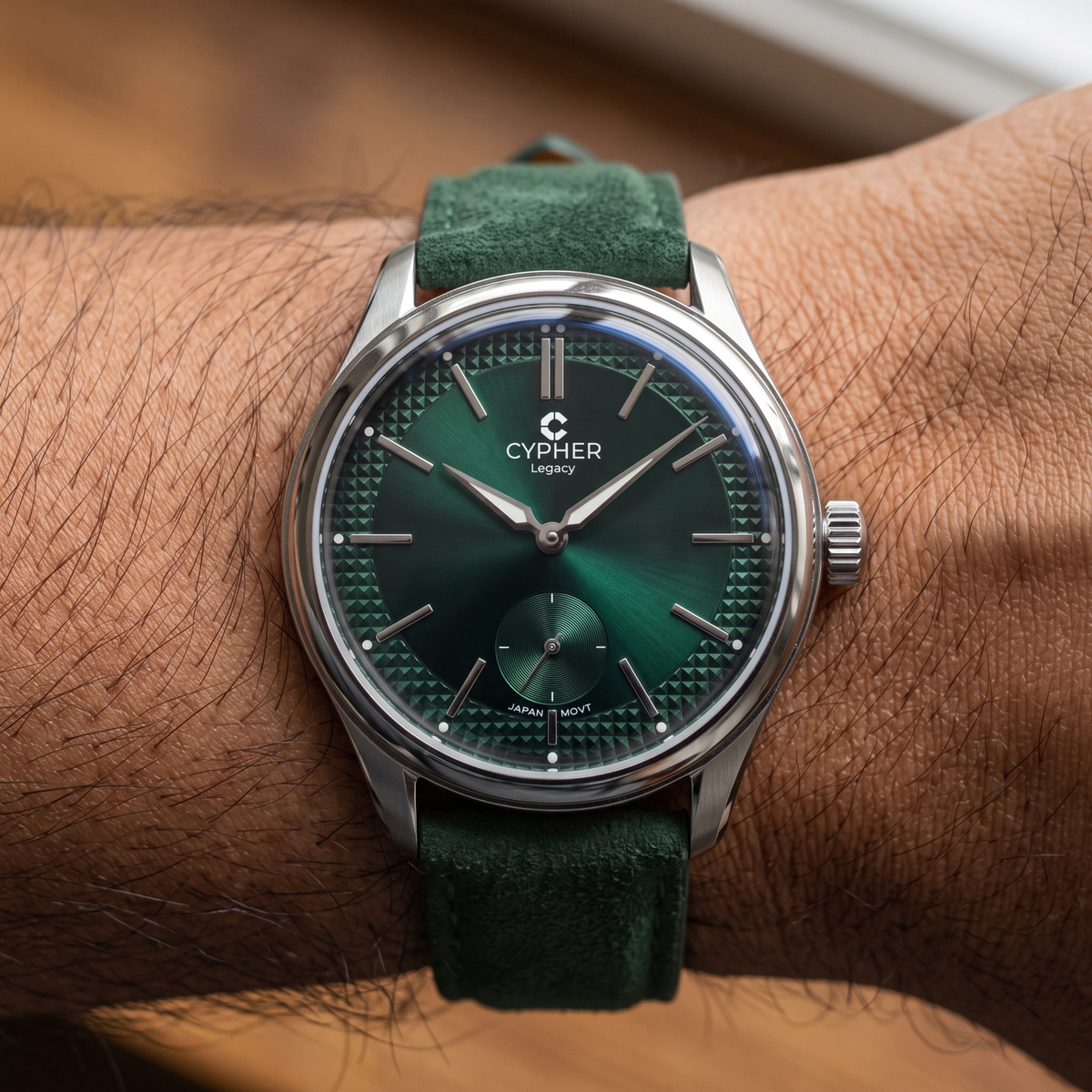 Cypher Legacy Evergreen — Vintage Domed Dress Watch, Green Dial — 2
