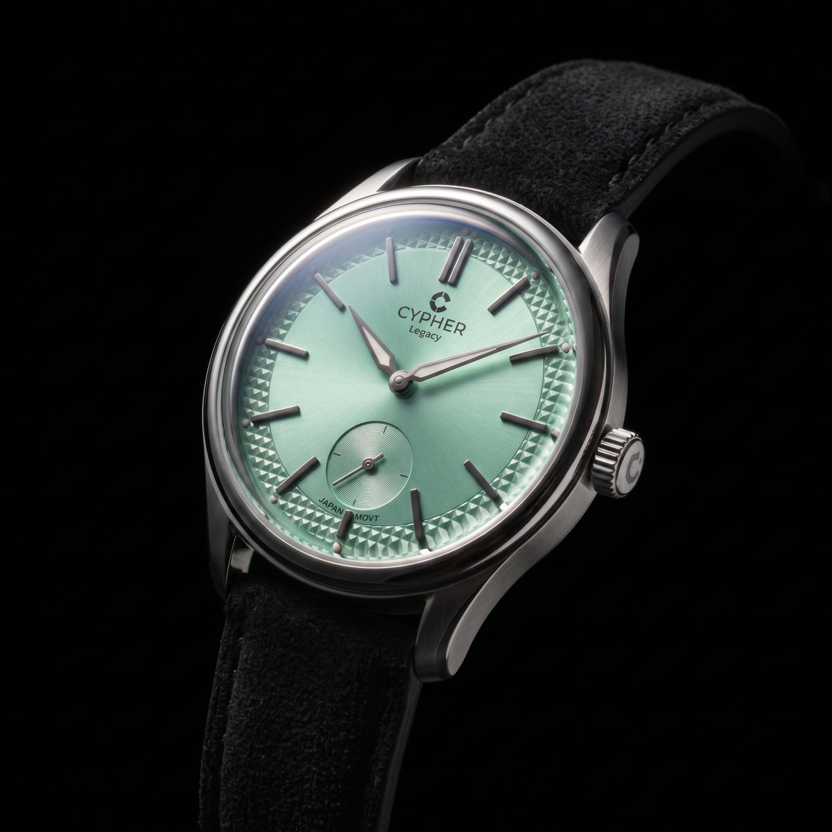 Cypher Legacy Glacier — Vintage Domed Dress Watch, Mint Green Dial — 3