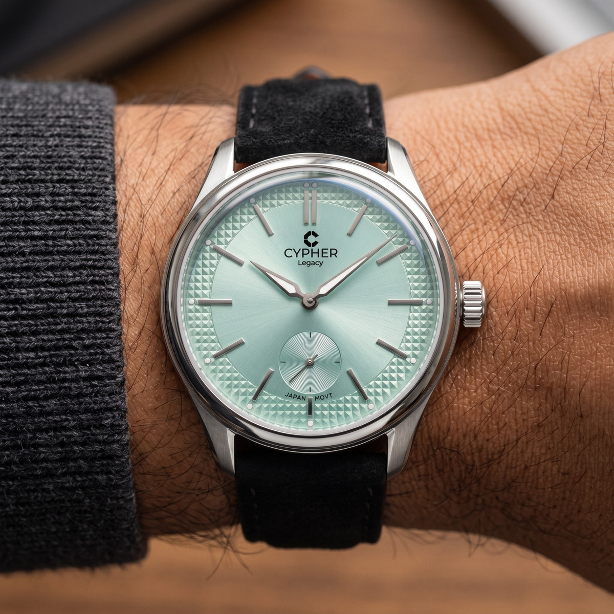 Cypher Legacy Glacier — Vintage Domed Dress Watch, Mint Green Dial — 2