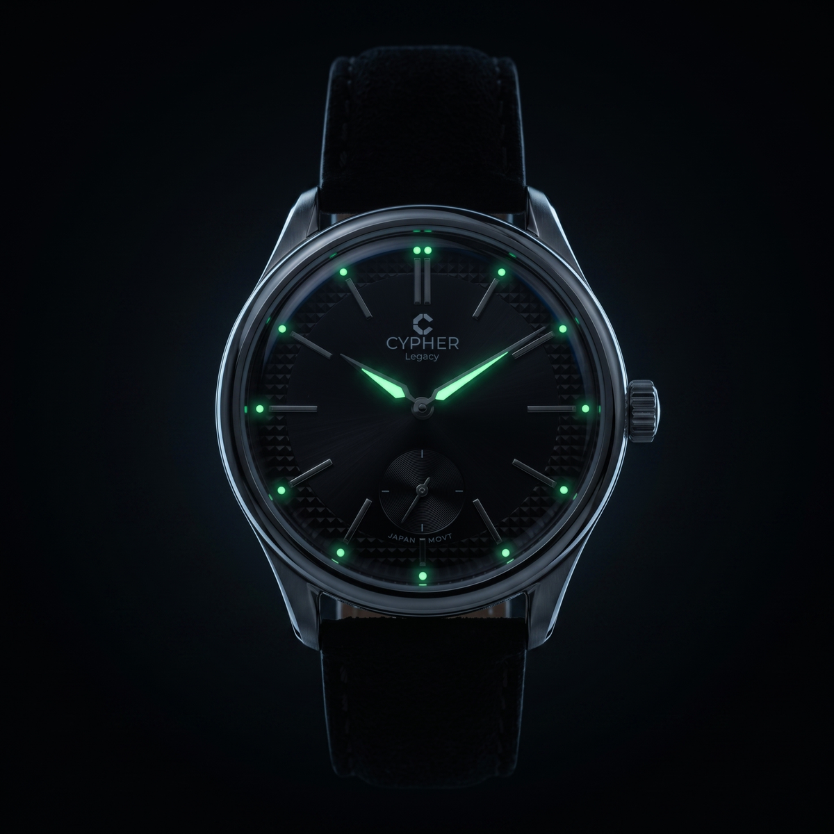 Cypher Legacy Midnight — Vintage Domed Dress Watch, Navy Blue Dial — 7