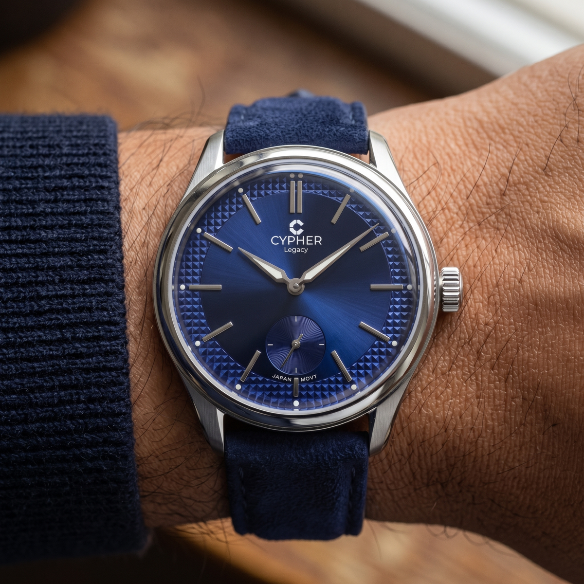 Cypher Legacy Midnight — Vintage Domed Dress Watch, Navy Blue Dial — 2