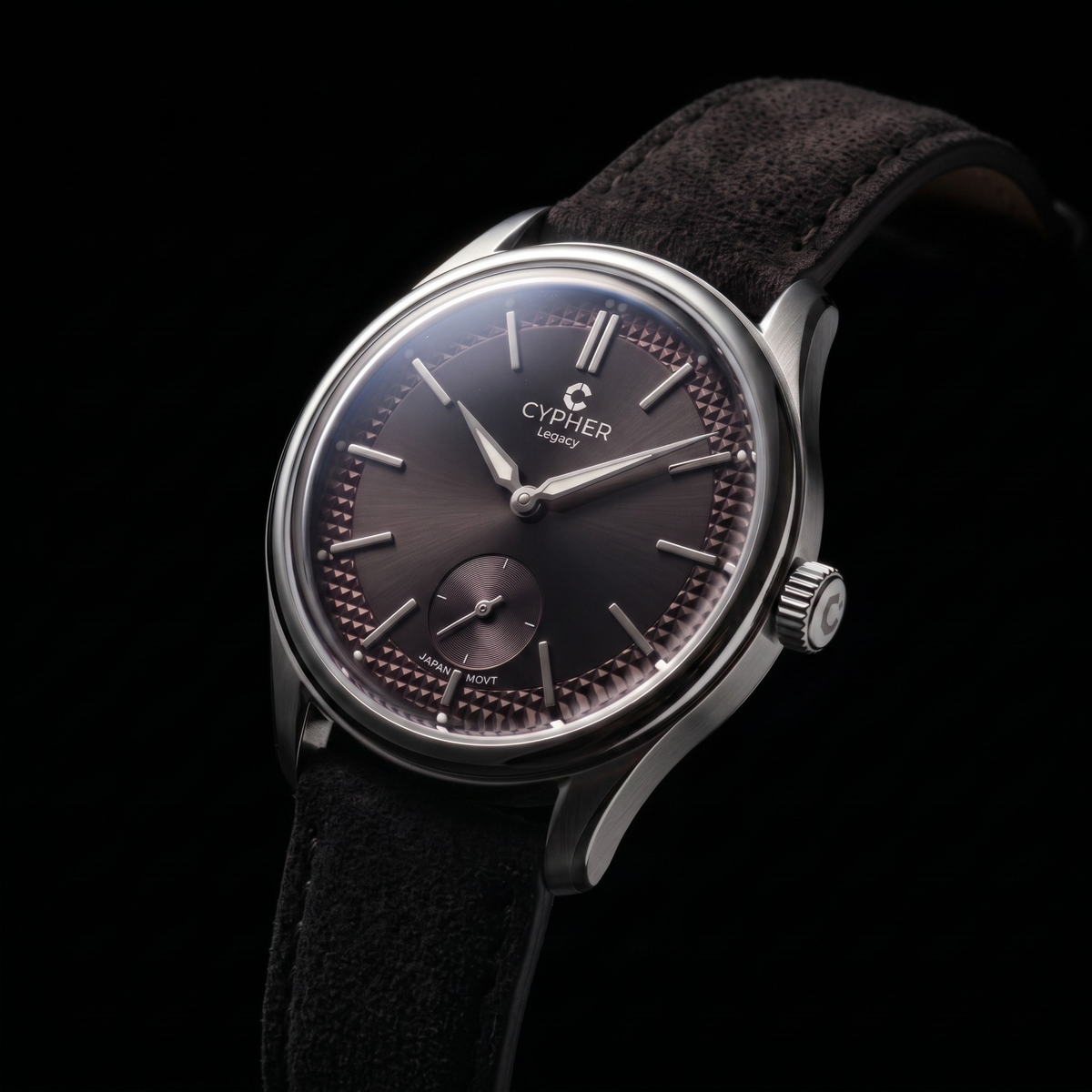 Cypher Legacy Obsidian — Vintage Domed Dress Watch, Black Dial — 3